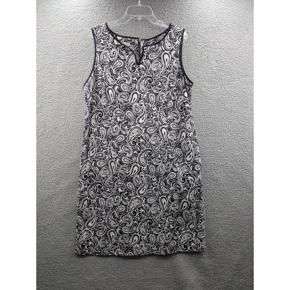 Talbots Women's 16W Black and White Paisley Sleeveless Sheath dress w/ Pockets